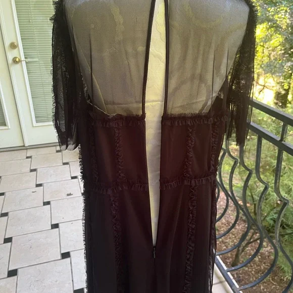 Boden Black Flutter Sleeve Maxi Gown. Size 14R. NWT. - Picture 8 of 11